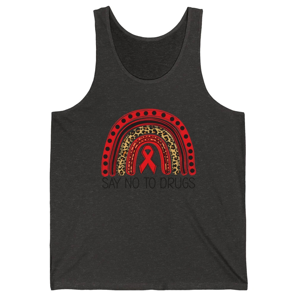 Red Ribbon Week Awareness Leopard Rainbow Say No To Drugs Unisex Jersey Tank