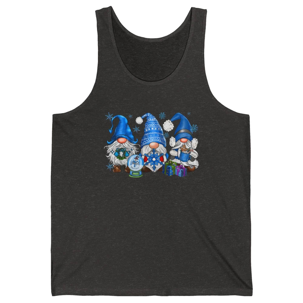 Retro Blue Snowman Gnomes Blue Christmas Winter Gnomies Xmas Unisex Jersey Tank