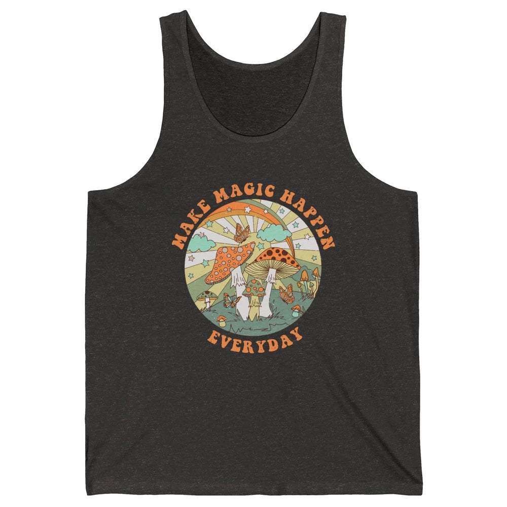 Retro Groovy Make Magic Happen Mushroom Hippie Botanical Unisex Jersey Tank