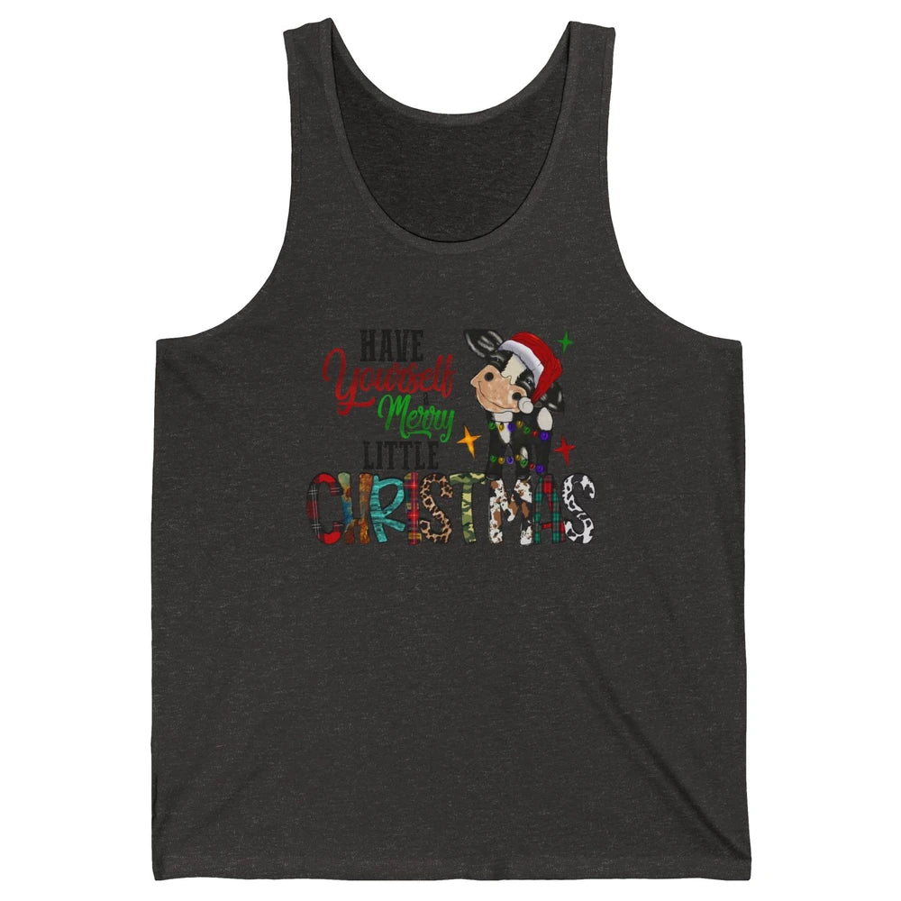 Cow Santa Have Yourself Merry Little Christmas Western Xmas Unisex Jersey Tank