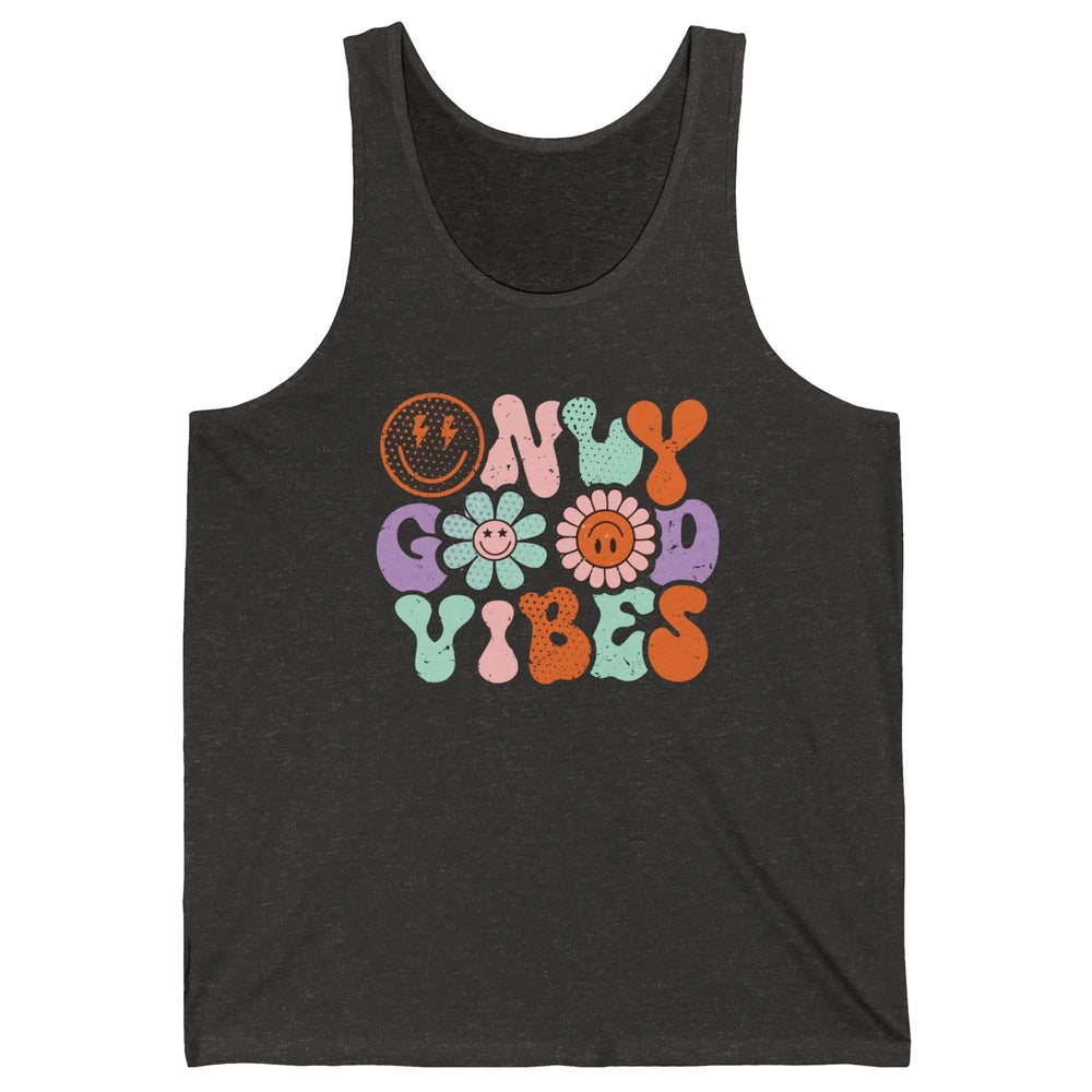 Retro Good Vibes Only Daisy Sunflower Positive Mind And Life Unisex Jersey Tank