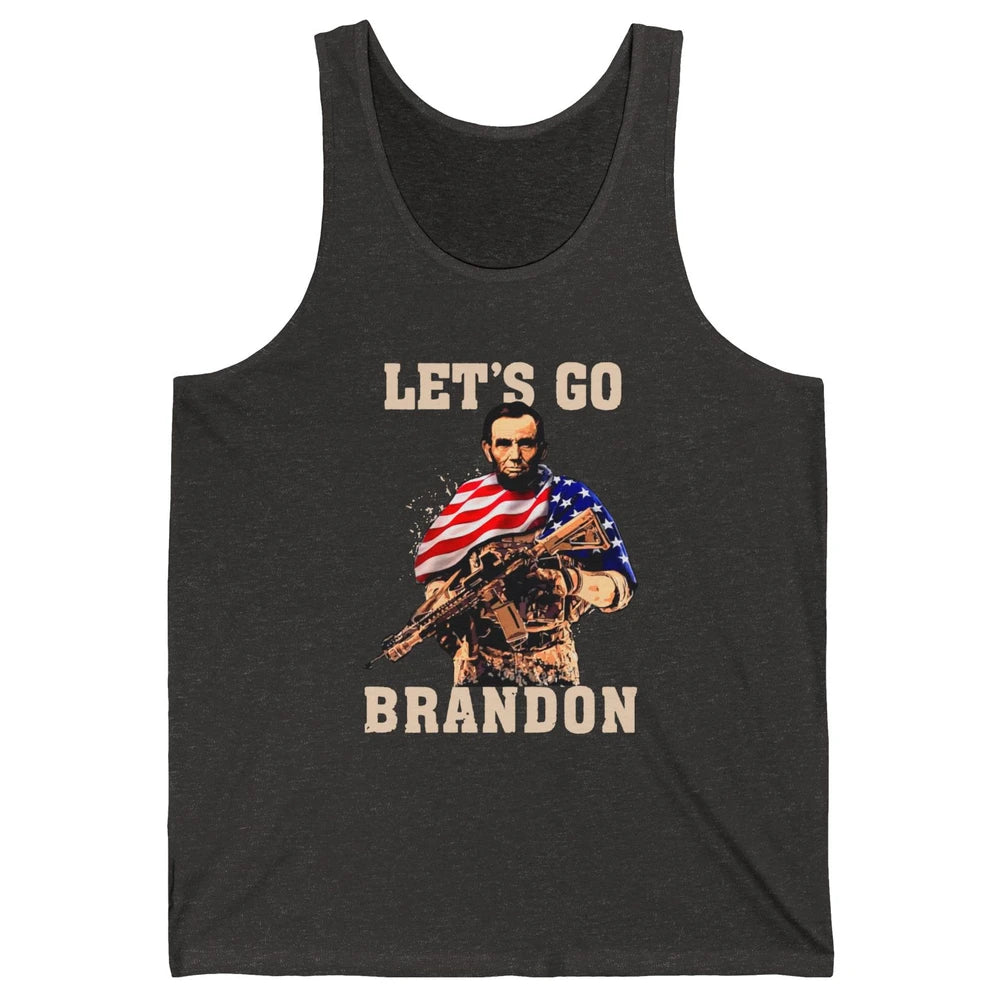 Abraham Lincoln US Flag Lets Go Brandon Conservative Liberal Unisex Jersey Tank