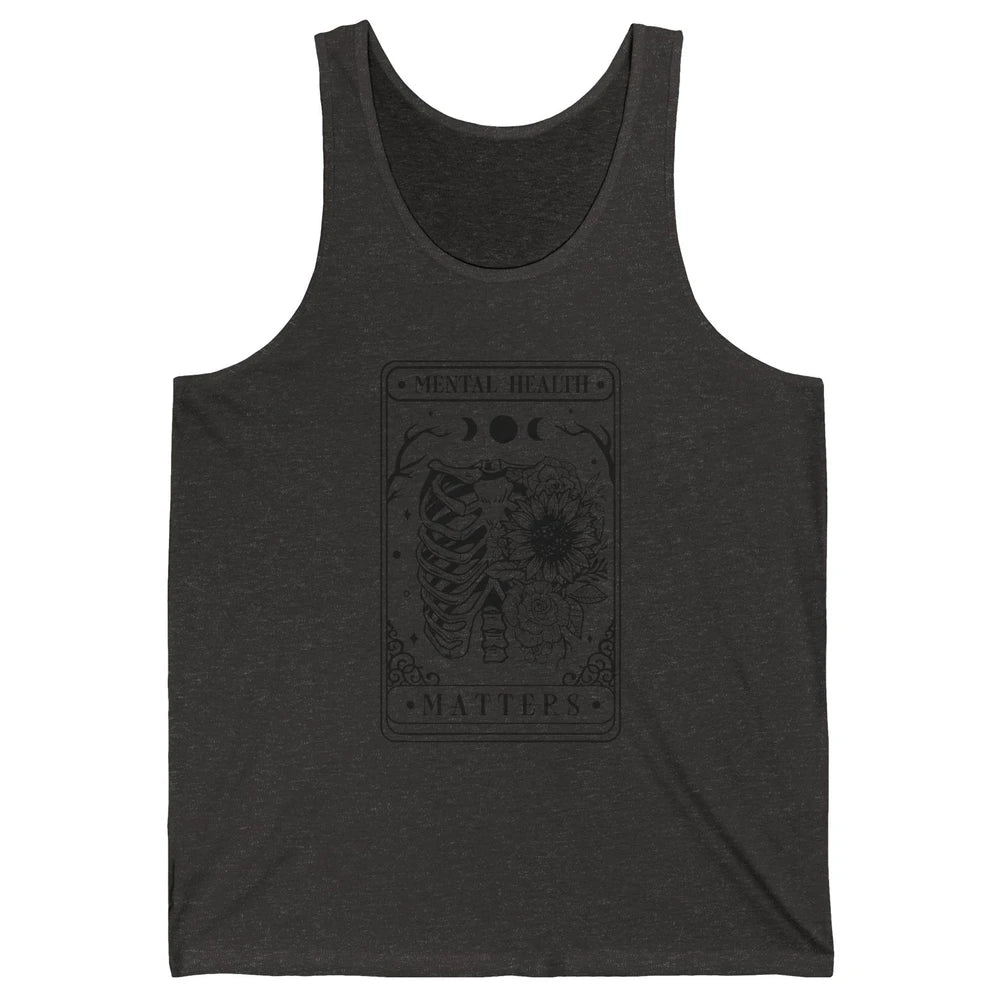 Floral Rib Cage Mental Health Matters Tarot Card Halloween Unisex Jersey Tank