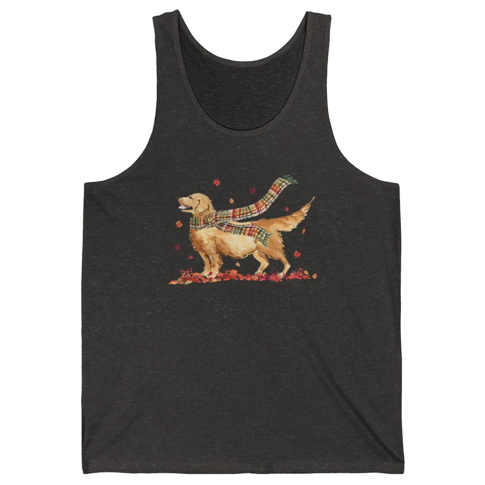 Funny Golden Retriever Autumn Falling Leaves Halloween Fall Unisex Jersey Tank