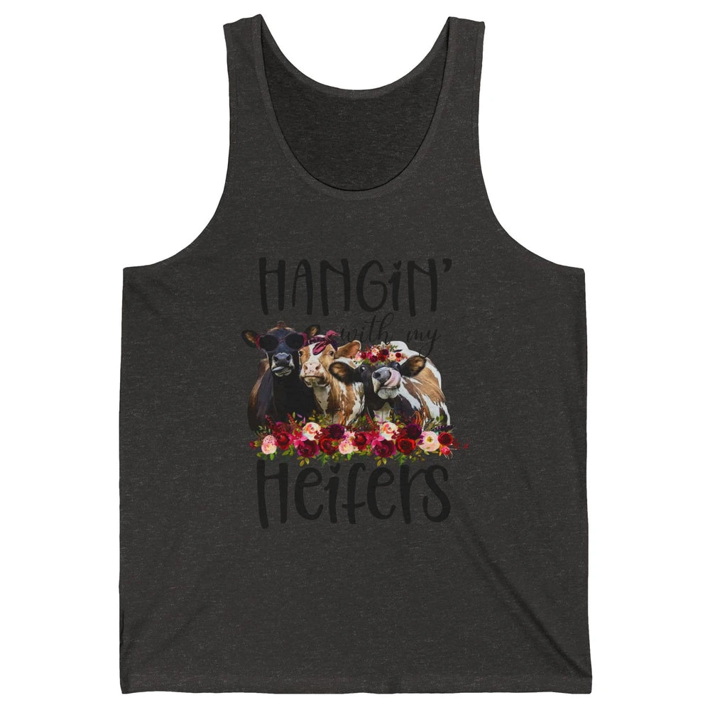 Funny Floral Heifer Hanging With My Heifer Cow Castle Farmer Unisex Jersey Tank