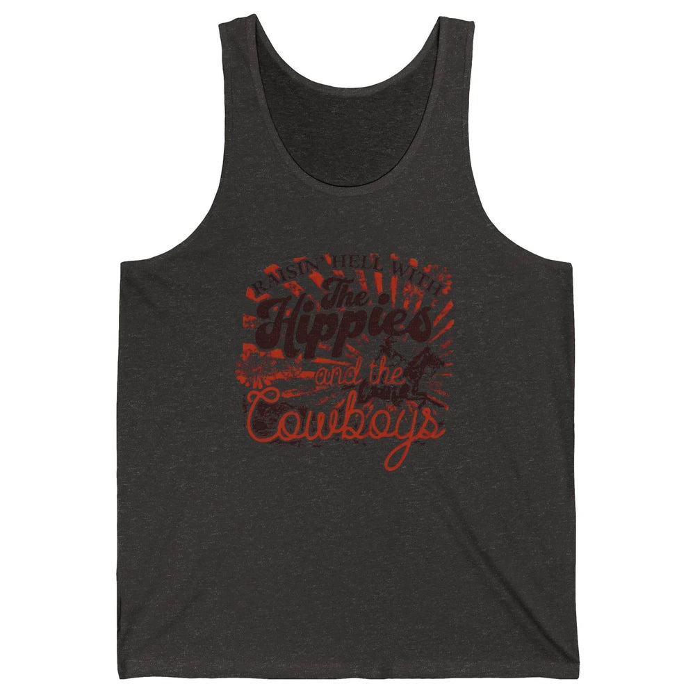 Retro Raisin' Hell With The Hippies And The Cowboys Country Unisex Jersey Tank