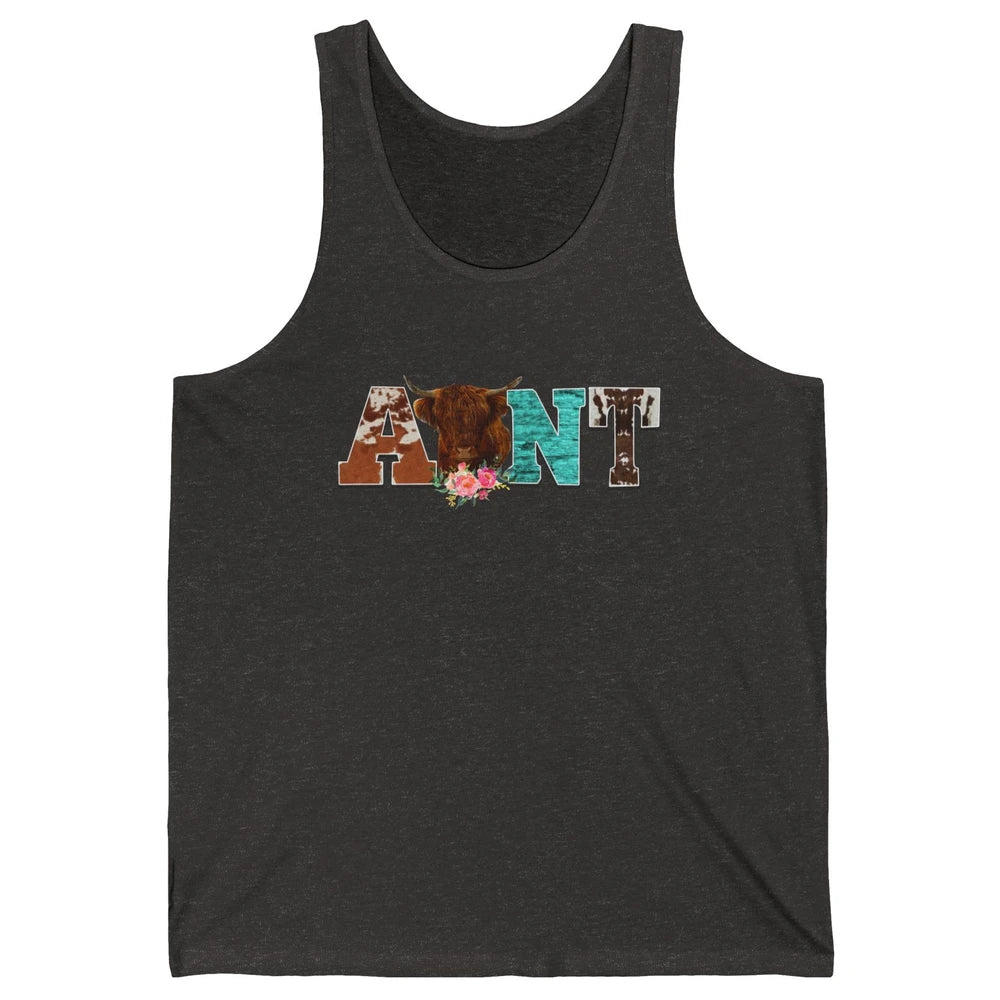 Cowhide Highland Cow Aunt Cow Western Country Heifer Auntie Unisex Jersey Tank