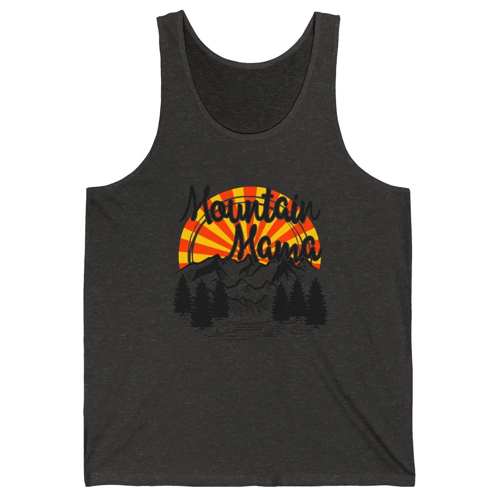 Retro Rainbow Sunset Mountain Mama Hiking Mom Climbing Unisex Jersey Tank