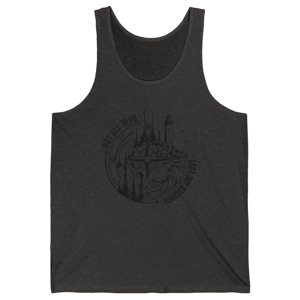 Retro Mountain Adventure Compass Not All Who Wander Are Lost Unisex Jersey Tank