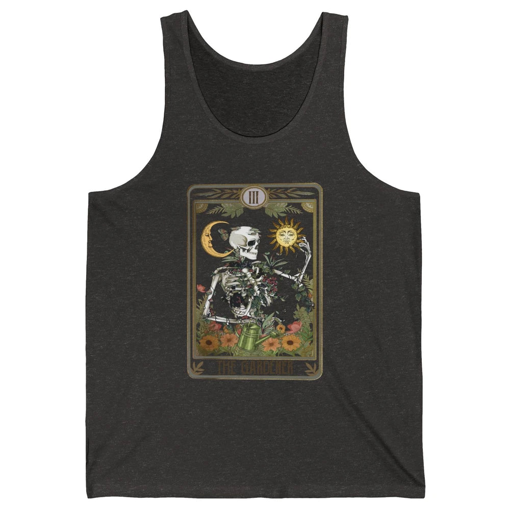 Floral Skeleton Gardening Tarot The Gardener Plant Lovers Unisex Jersey Tank