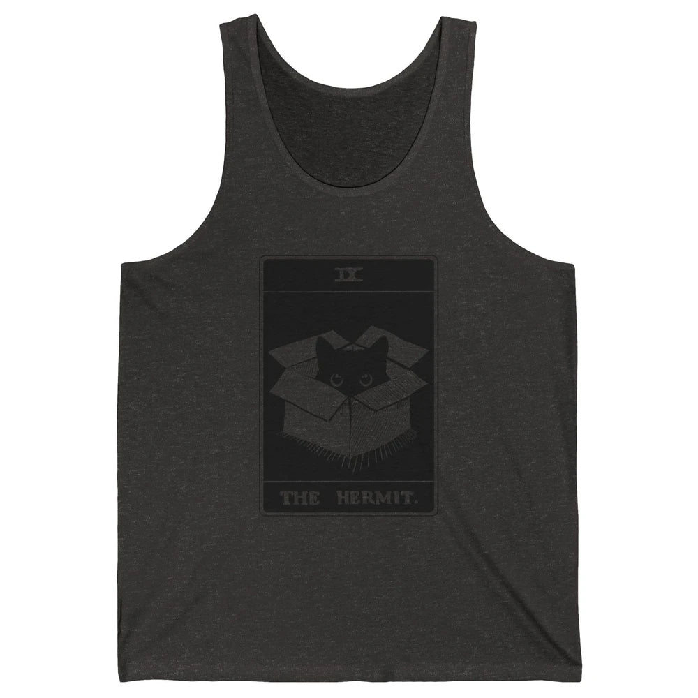 Retro Halloween Black Cat The Hermit Tarot Card Witchcraft Unisex Jersey Tank