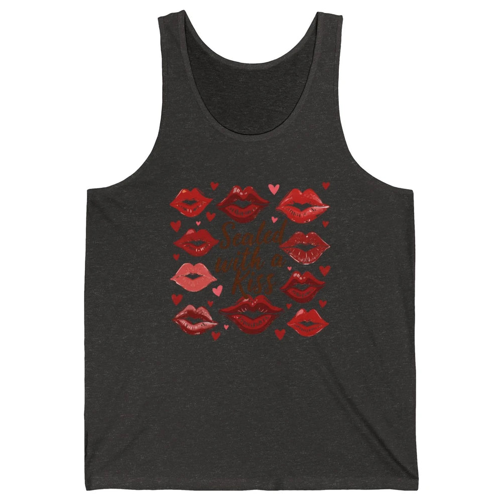 Sealed With A Kiss Sexy Red Lips Happy Valentine's Day Heart Love Unisex Jersey Tank