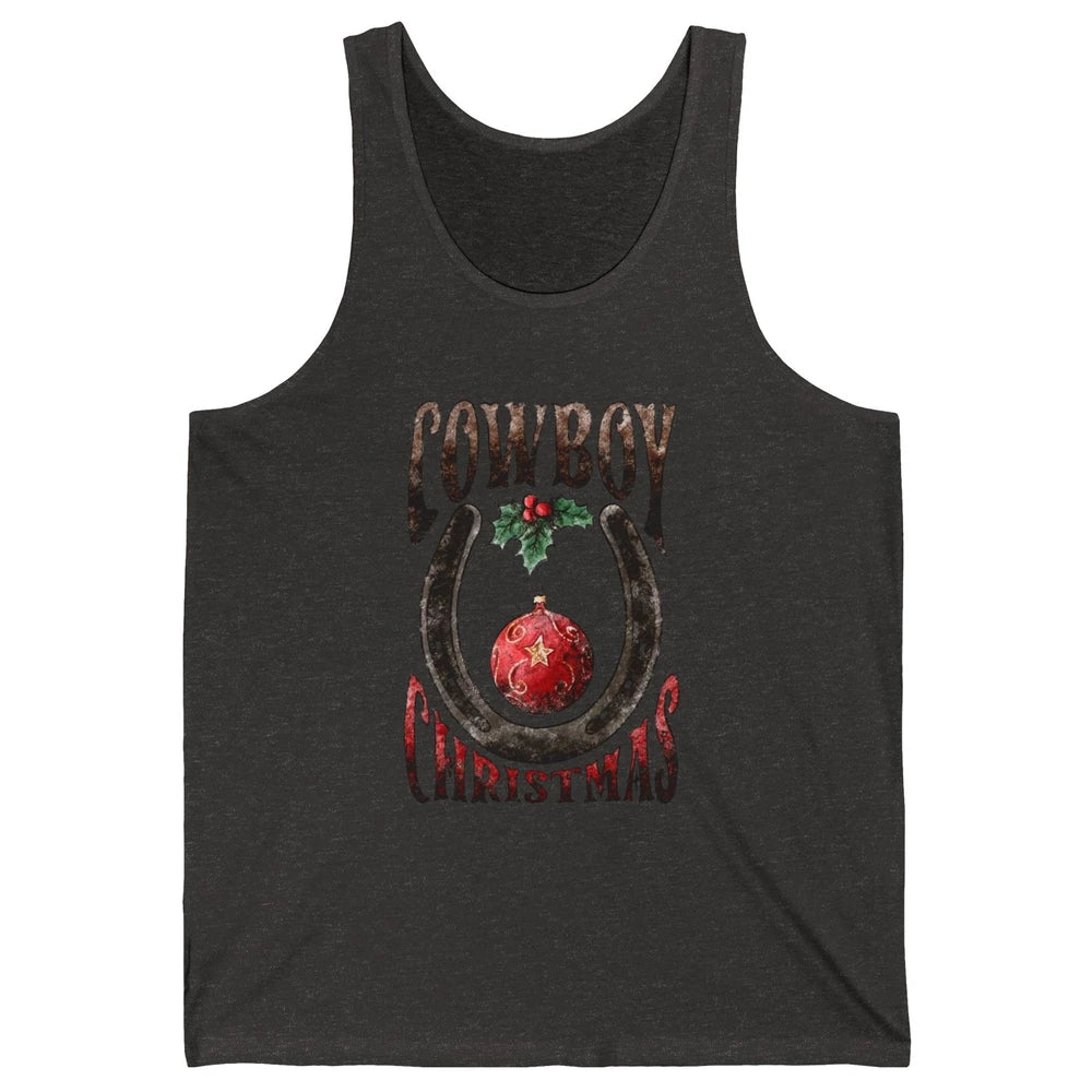 Christmas Cowboy Horseshoe Xmas Balls Western Christmas Unisex Jersey Tank
