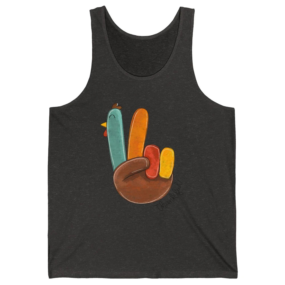 Funny Turkey Peace Sign Thankful Thanksgiving Gift Halloween Unisex Jersey Tank