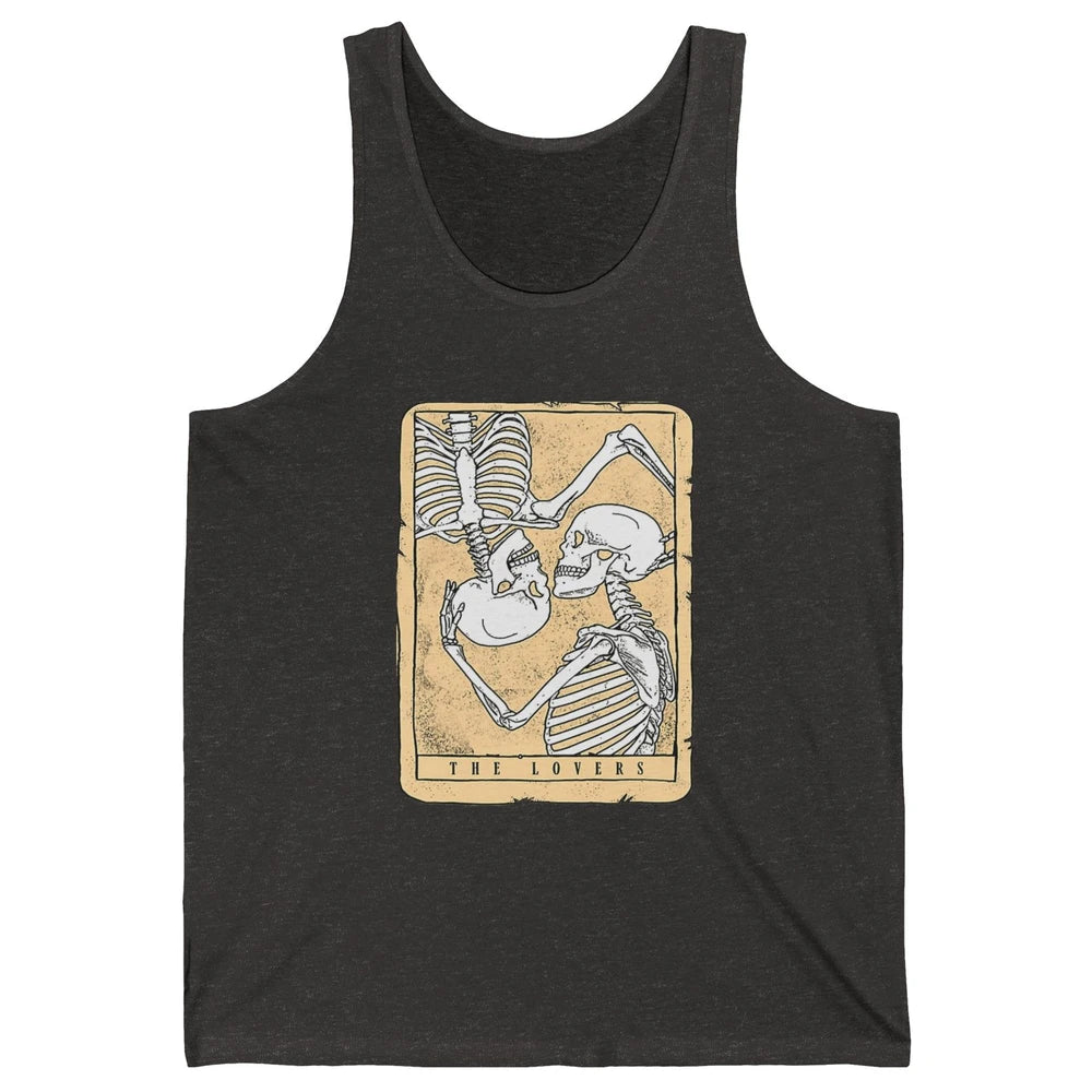 Tarot Card The Lovers Skeleton Couple Funny Skull Vintage Astrology Gothic Happy Valentine's Day Unisex Jersey Tank