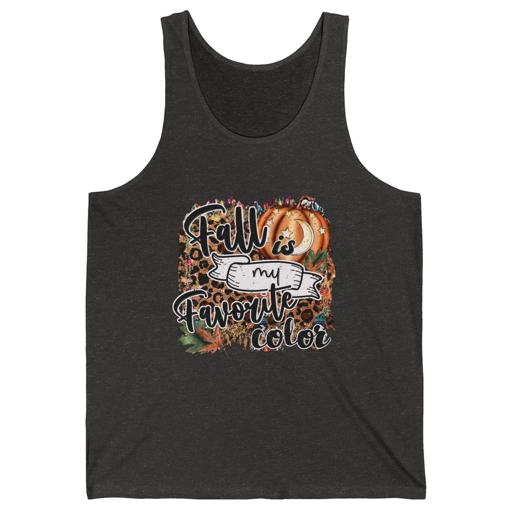 Retro Pumpkin Fall Is My Favorite Color Leopard Autumn Gift Unisex Jersey Tank