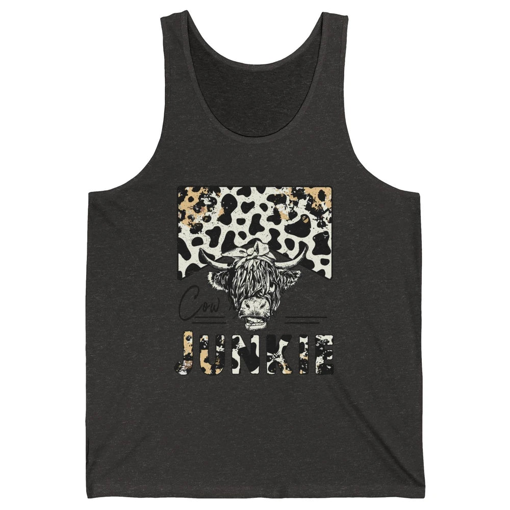 Leopard Highland Cow Bandana Cow Junkie Western Country Gift Unisex Jersey Tank