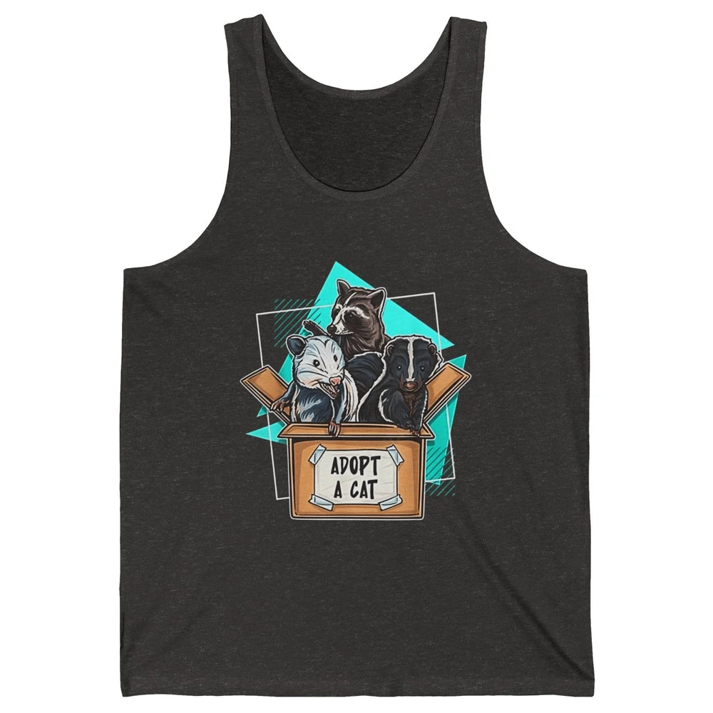 Adopt Forbidden Cats In Box Raccoon Skunks Possum Vaporwave Unisex Jersey Tank