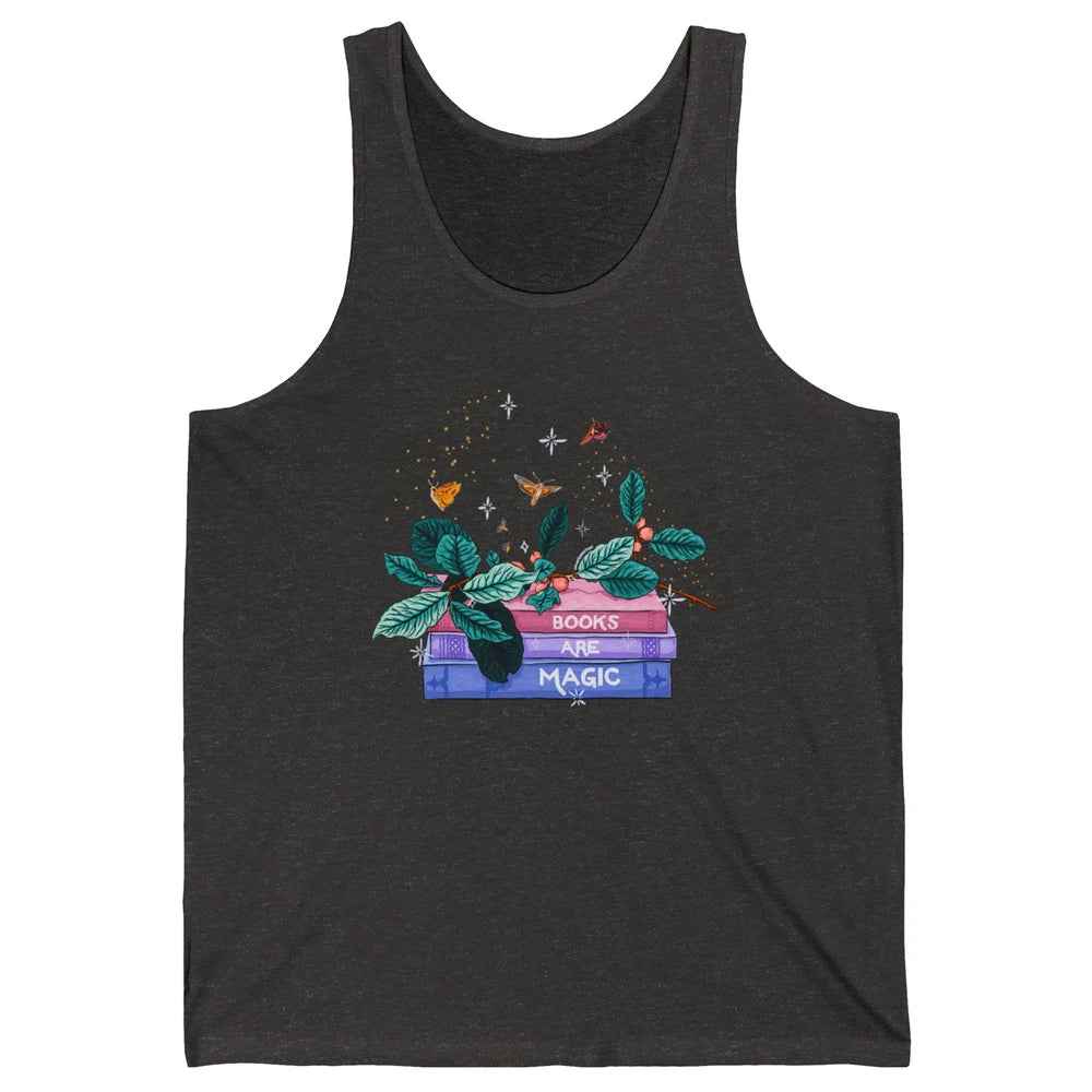 Aesthetic Books Are Magic Butterfly Floral Bookish Plant Unisex Jersey Tank
