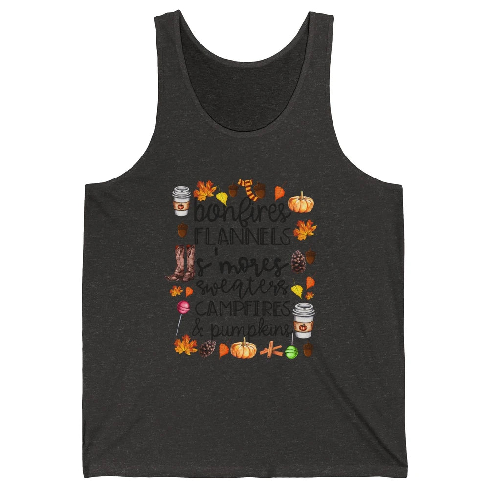 Fall Stuff Pumpkins Falling Leaves Campfire Halloween Autumn Unisex Jersey Tank
