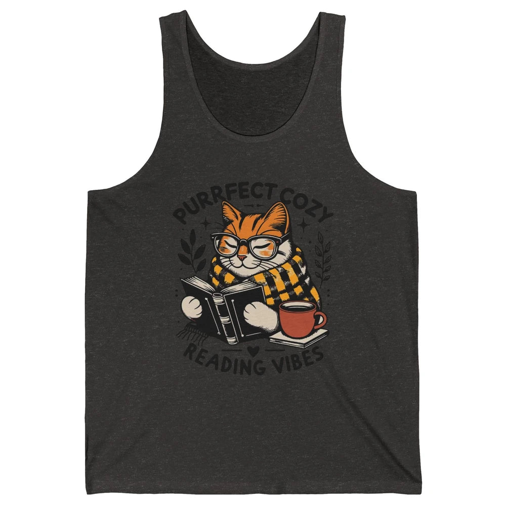Funny Bookish Cat Purrfect Cozy Reading Vibes Winter Reading Unisex Jersey Tank