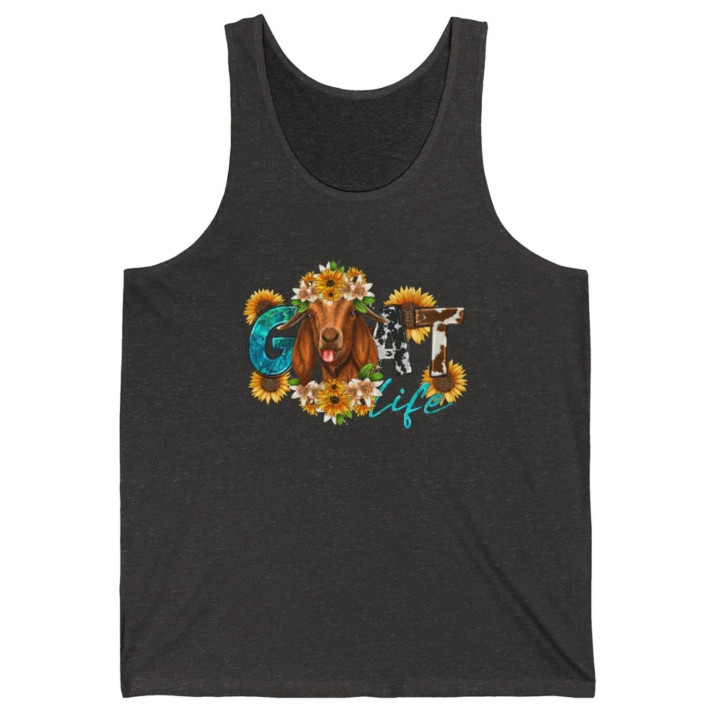 Sunflower Goat Life Just A Girl Who Love Goat Farmer Western Unisex Jersey Tank