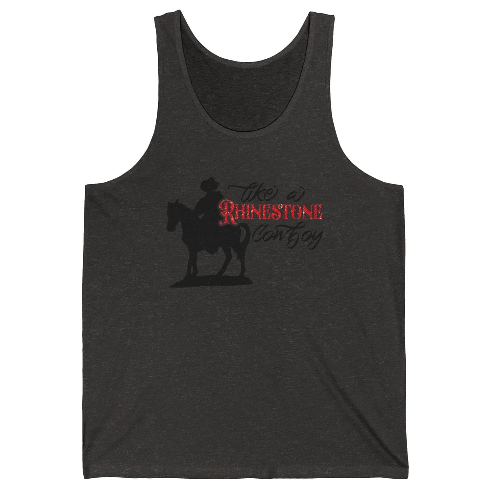 Cowboy Riding Horse Rhinestone Cowboy Western Country Gift Unisex Jersey Tank