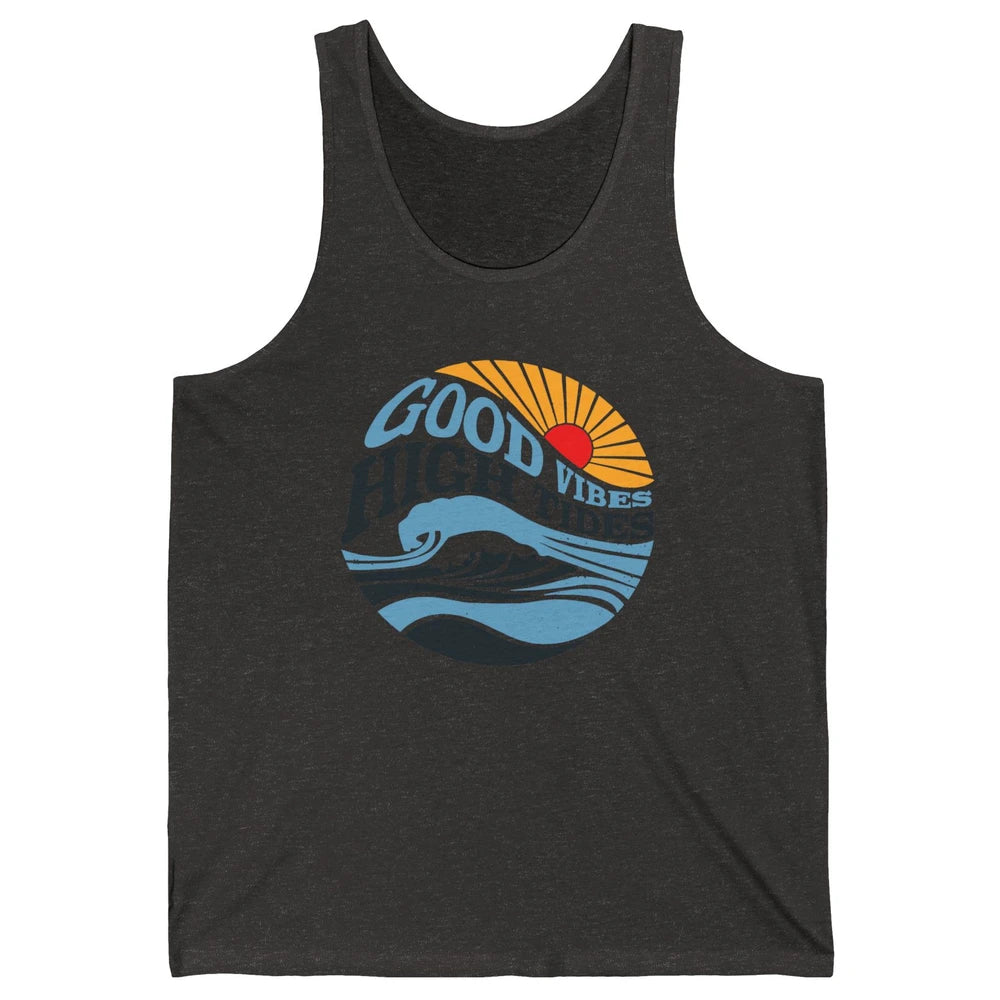 Retro Rainbow Sunrise Good Vibes High Tides Positive Vibes Unisex Jersey Tank