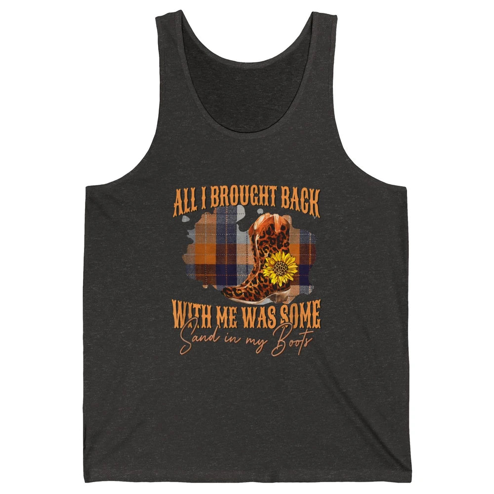 Sand In My Boots Western Country Music Cowboy Cowgirl Hat And Leopard Boots Floral Vintage Howdy Rodeo Unisex Jersey Tank