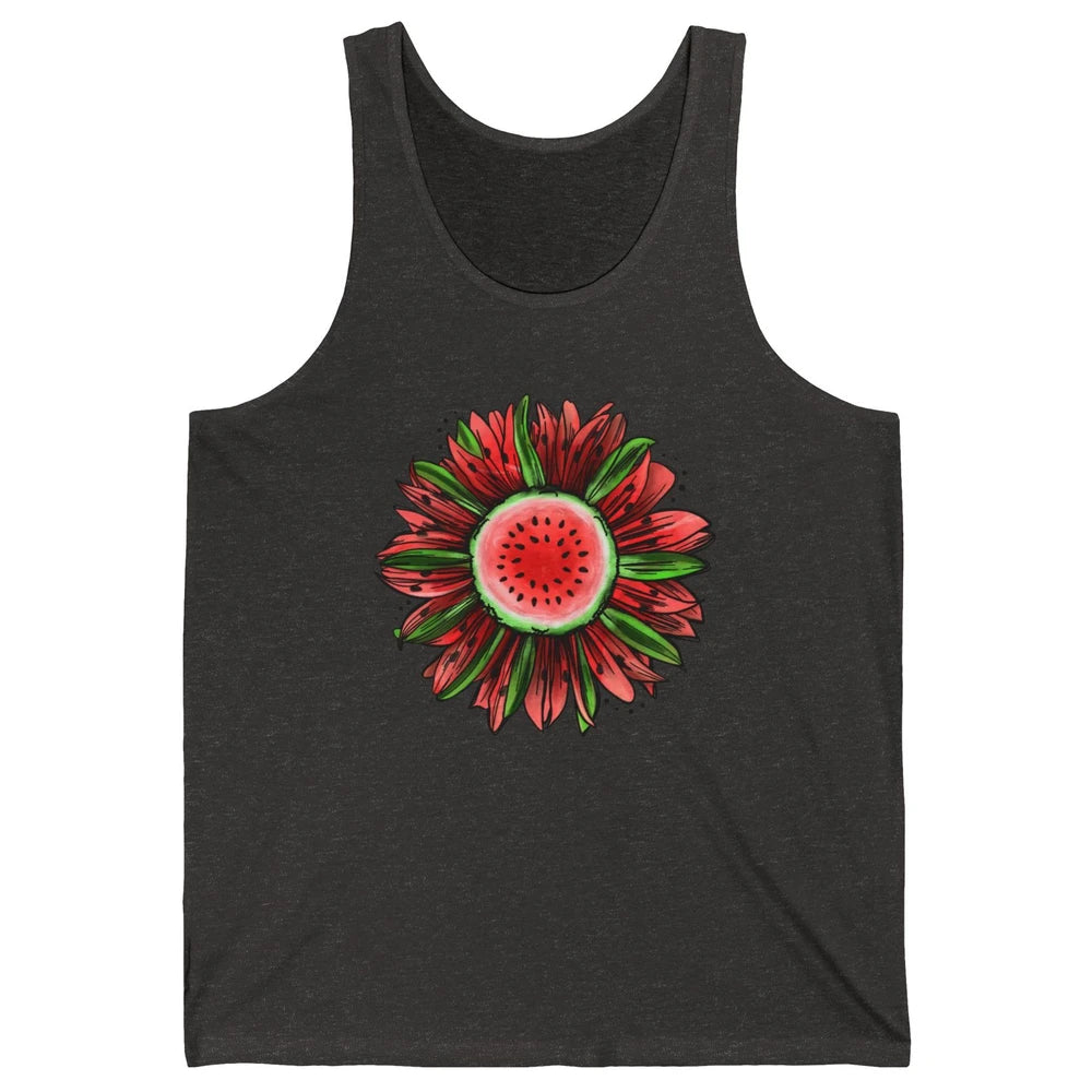 Watermelon Sunflower Summer Peace Love Watermelon Lover Gift Unisex Jersey Tank