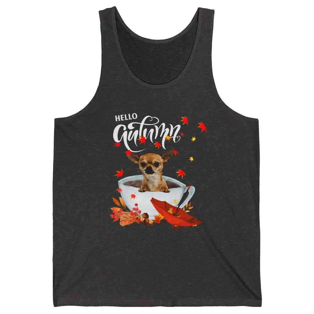 Chihuahua Autumn Dog And Coffee Fall Thanksgiving Chihuahua Unisex Jersey Tank