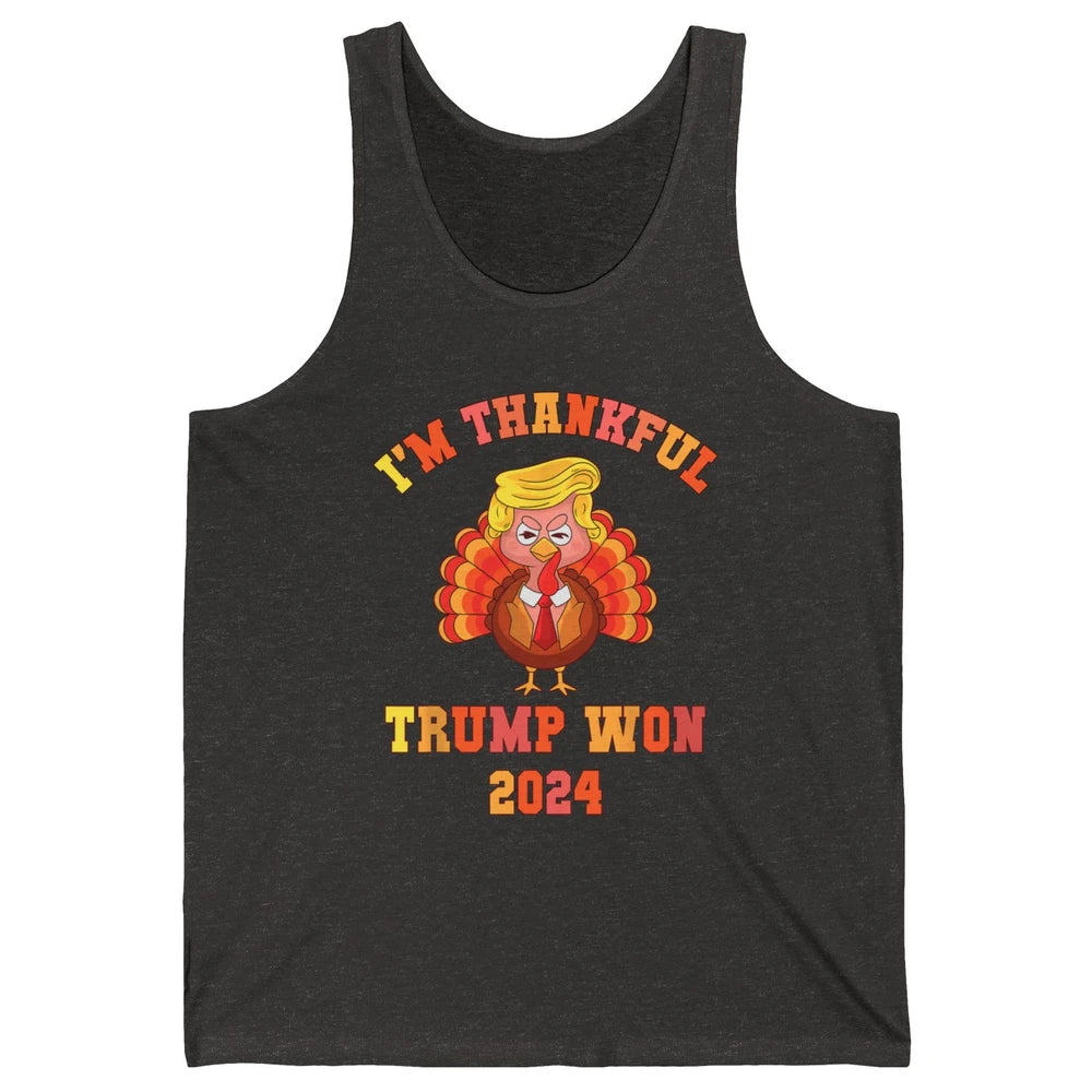 Funny Donald Trump Make Thanksgiving Great Again Thankful Trump Won Republican Unisex Jersey Tank