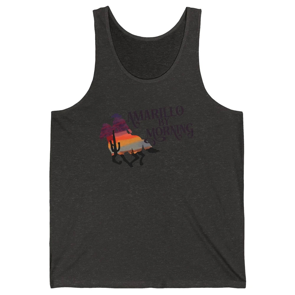 Retro Sunset Cowboy Amarillo By Morning Western Country Unisex Jersey Tank