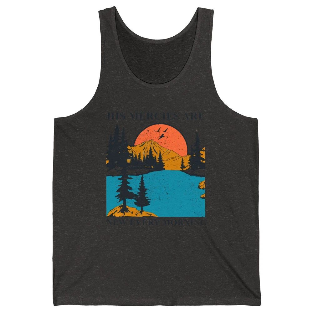 Retro Mountain His Mercies Are New Every Morning Christian Unisex Jersey Tank
