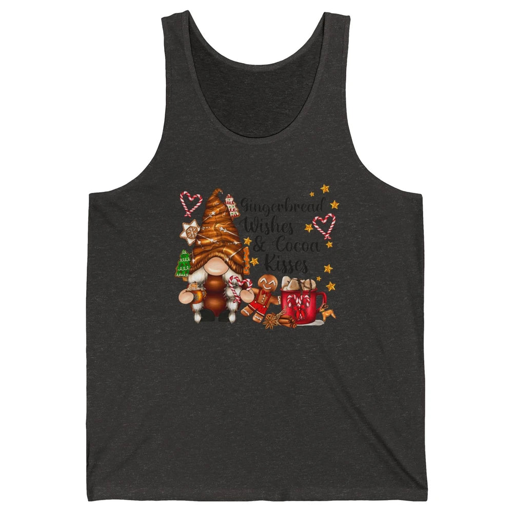 Retro Christmas Gnome Gingerbread Wishes and Cocoa Kisses Unisex Jersey Tank