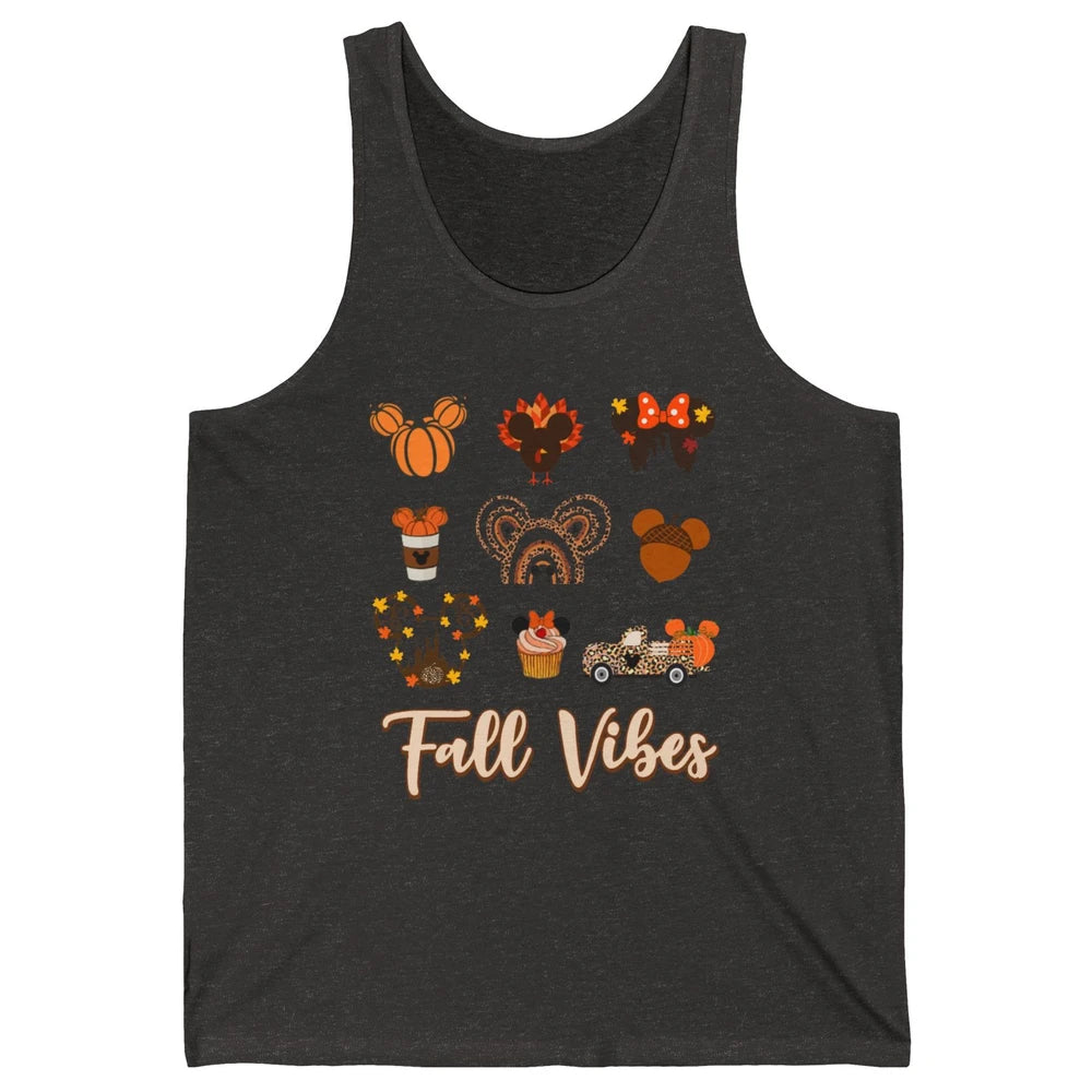 Retro Fall Vibes Pumpkin Turkey Halloween Fall Thanksgiving Unisex Jersey Tank