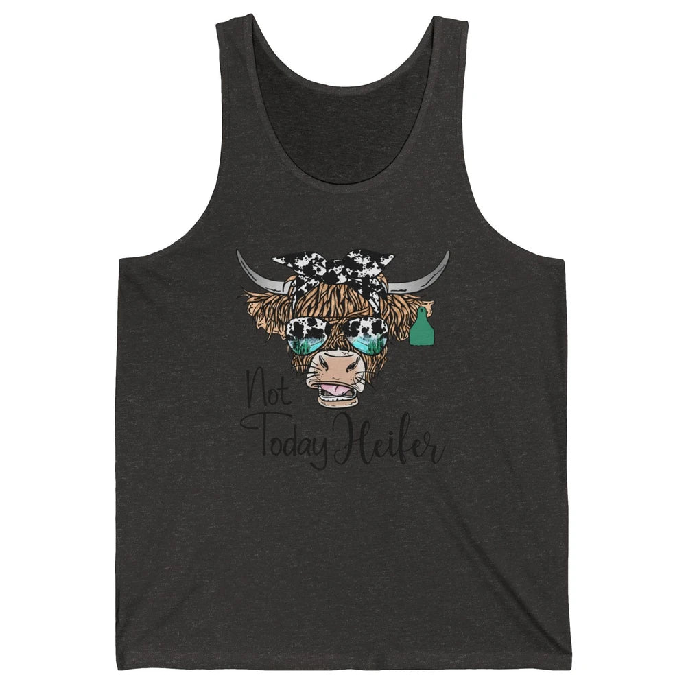 Highland Cow Bandana Cowhide Not Today Heifer Western Animal Unisex Jersey Tank