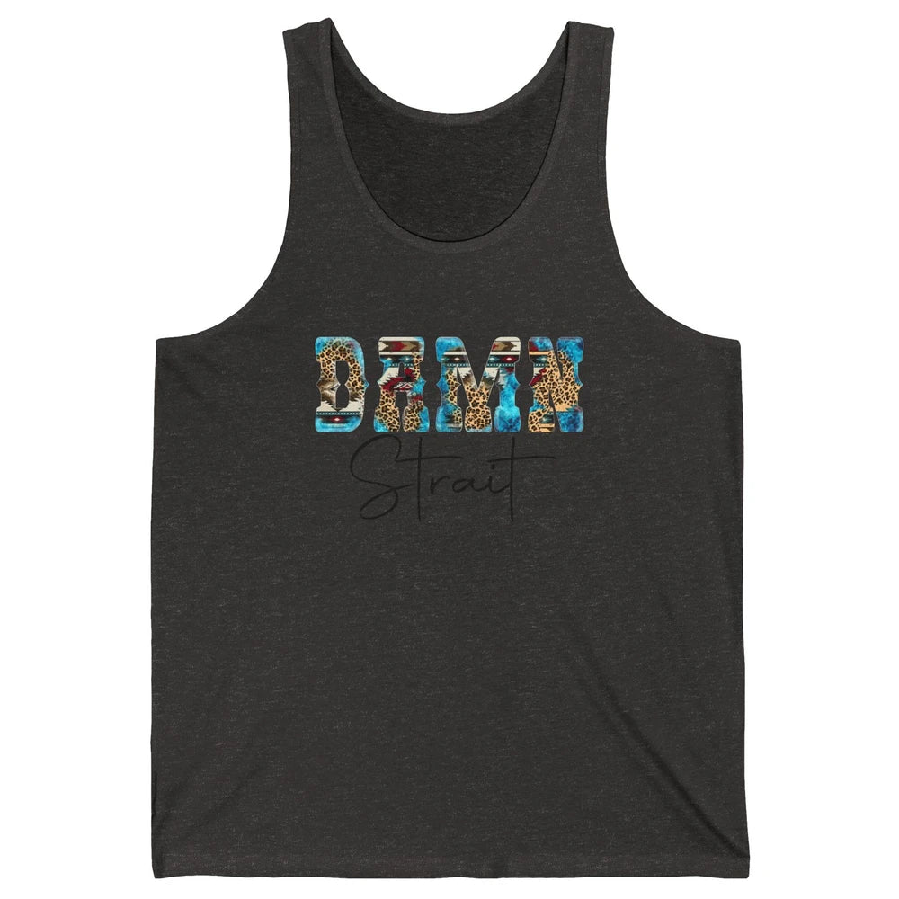 Leopard Turquoise Damn Strait Western Country Music Cowboy Unisex Jersey Tank