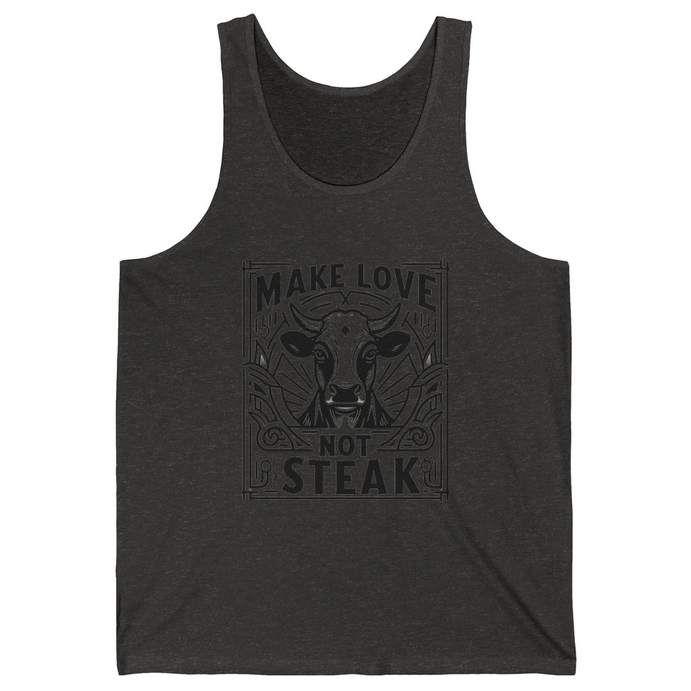 Funny Make Love Not Steak Cow Retro Sarcastic Vintage Cow Unisex Jersey Tank
