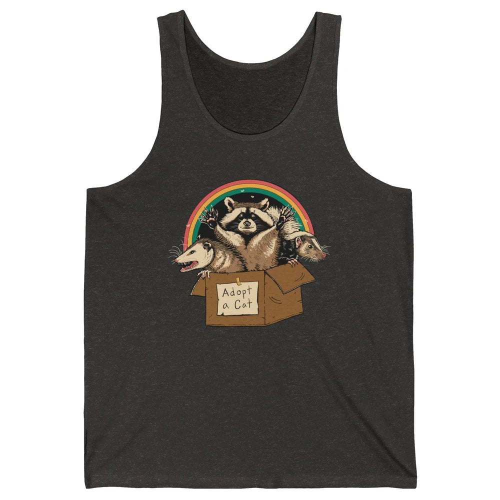 Adopt Forbidden Cats In Box Raccoon Skunks Possum Cat Lovers Unisex Jersey Tank