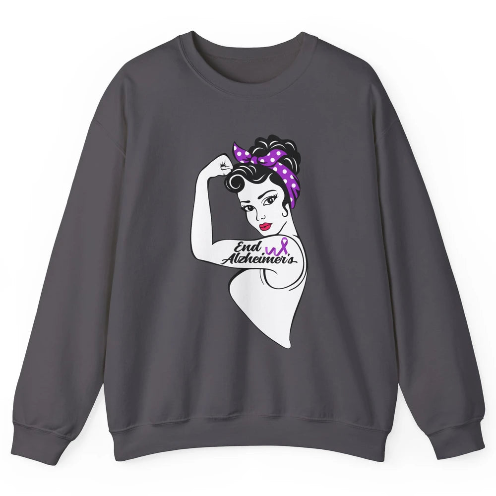 Alzheimer Awareness Strong Purple Ribbon Women Bandana Gift Unisex Crewneck Sweatshirt