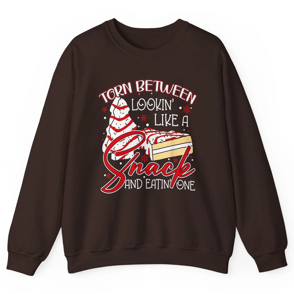 Christmas Tree Cake Torn Between Look Like a Snack Eat One Unisex Crewneck Sweatshirt