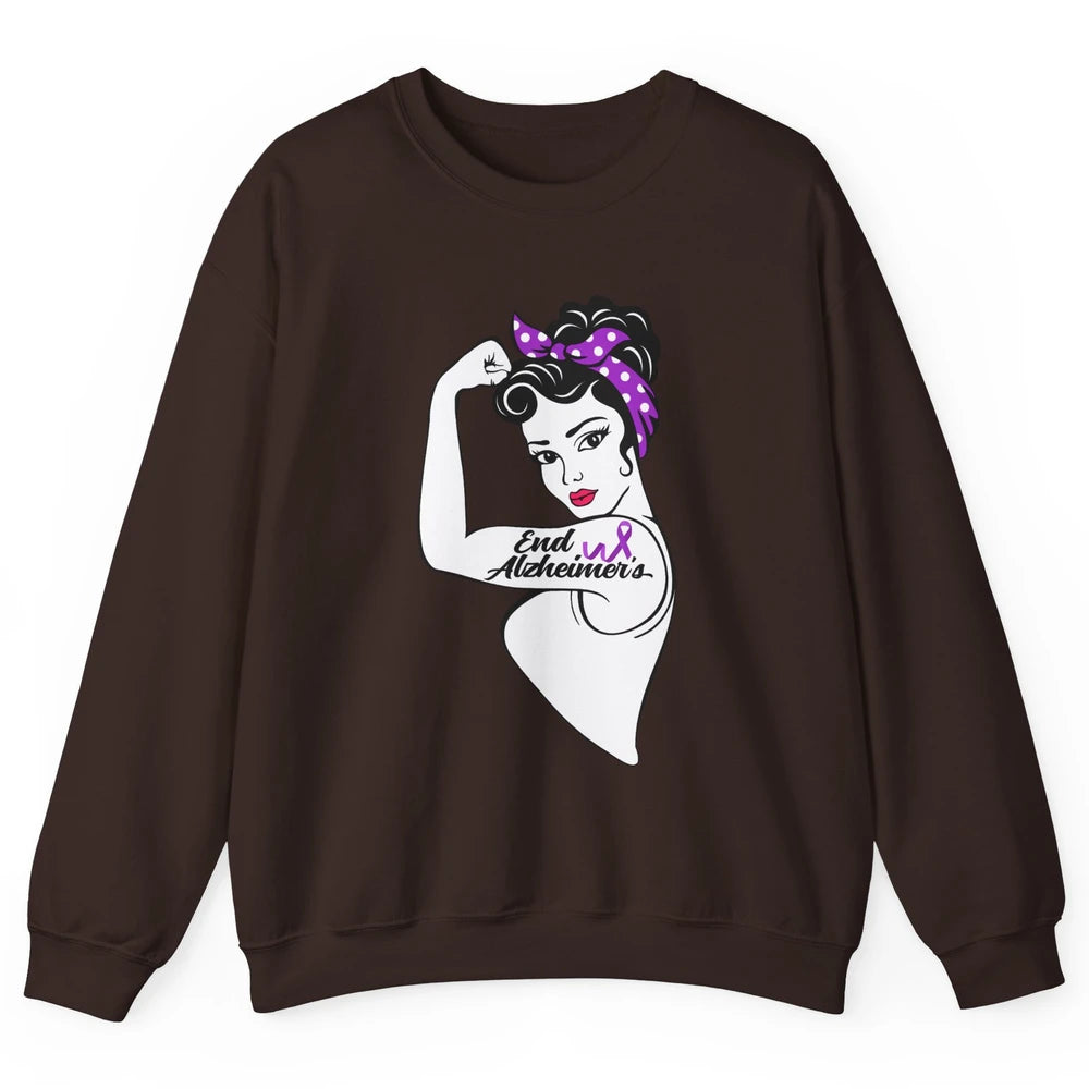 Alzheimer Awareness Strong Purple Ribbon Women Bandana Gift Unisex Crewneck Sweatshirt