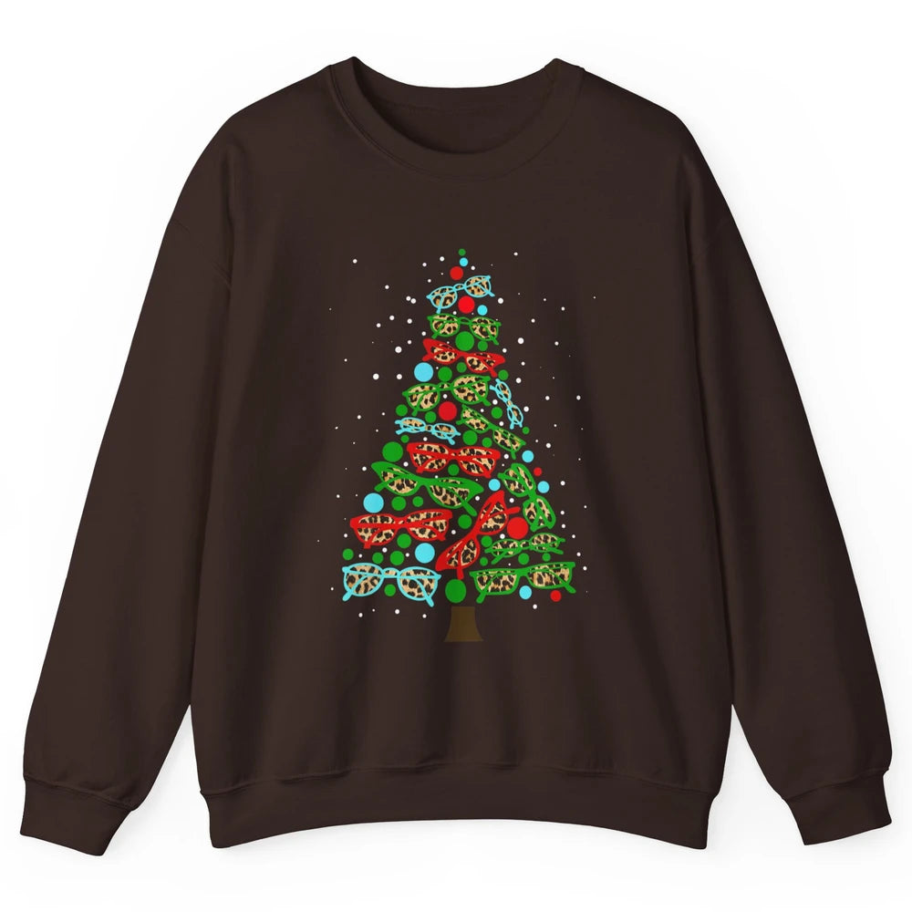 Optician Christmas Funny Xmas Tree Eyeglasses Optometrist Unisex Crewneck Sweatshirt