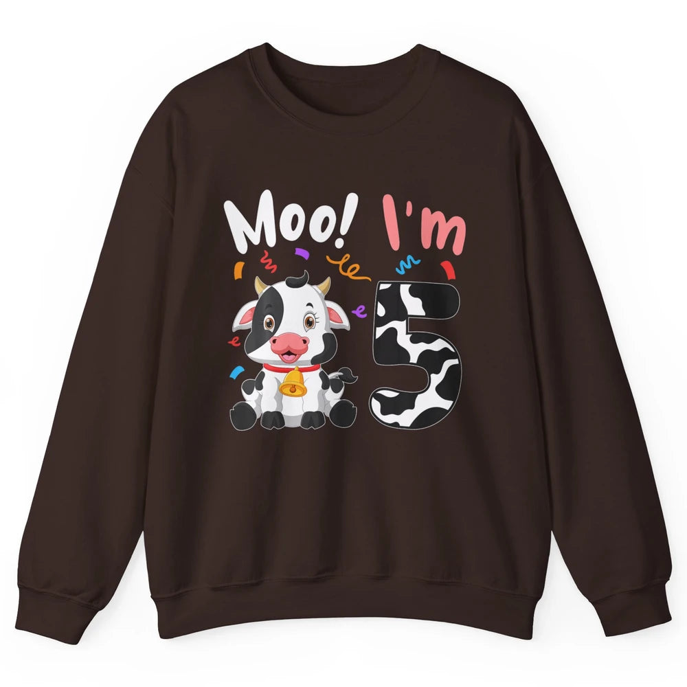 5th Birthday Moo Im 5 Cow Farm Animal Barnyard Family Party Unisex Crewneck Sweatshirt