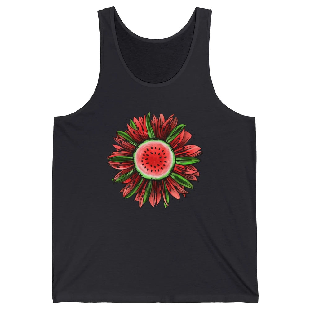 Watermelon Sunflower Summer Peace Love Watermelon Lover Gift Unisex Jersey Tank