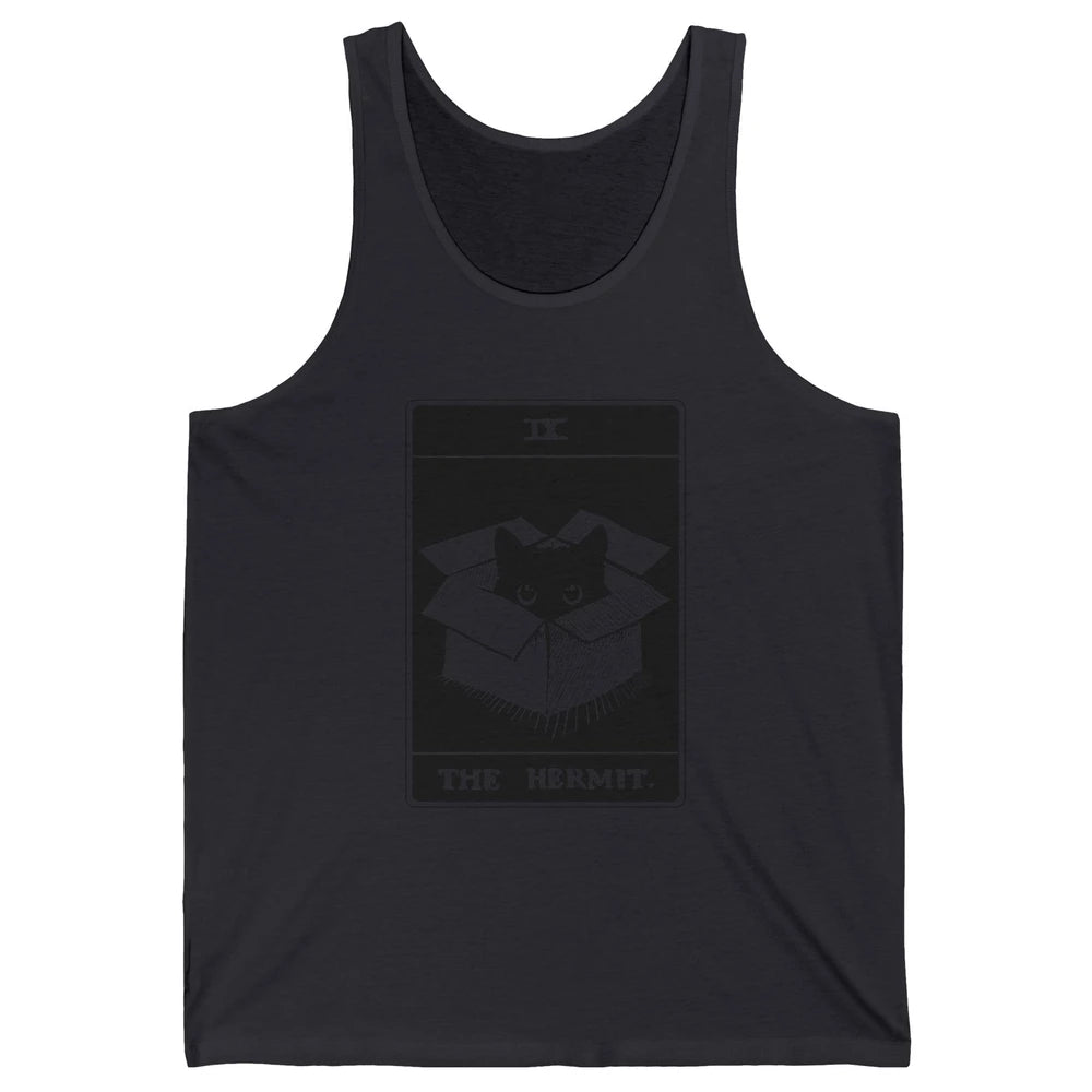 Retro Halloween Black Cat The Hermit Tarot Card Witchcraft Unisex Jersey Tank