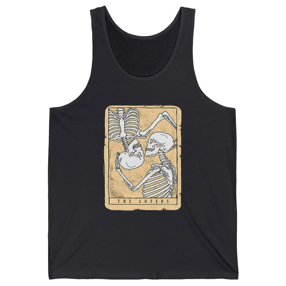 Tarot Card The Lovers Skeleton Couple Funny Skull Vintage Astrology Gothic Happy Valentine's Day Unisex Jersey Tank