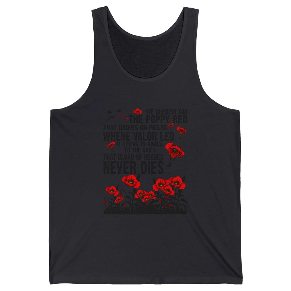 Memorial Day We Cherish Too The Poppy Red US Veteran Unisex Jersey Tank