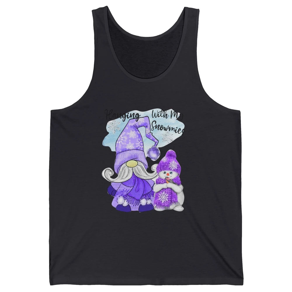 Retro Christmas Snowman And Gnome Hanging With My Snowmies Unisex Jersey Tank